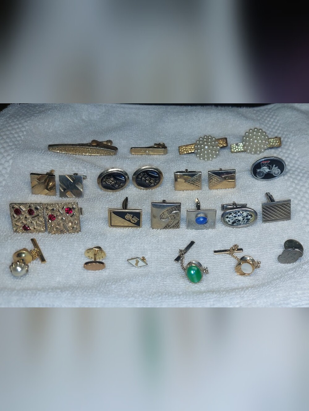 Assorted Men's Gold-Tone Cufflinks and Tie Bars - Mixed Styles
